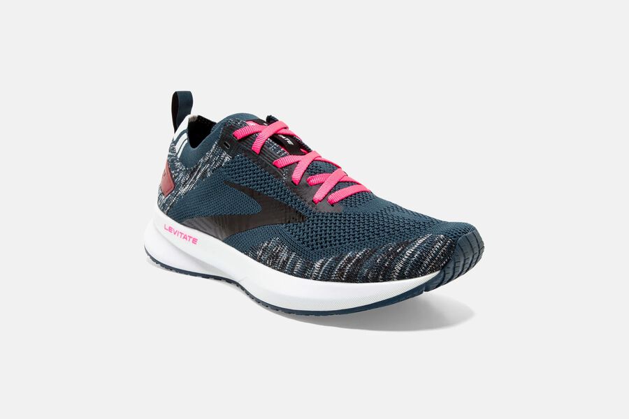 Brooks Levitate 4 Road Running Shoes Womens - Navy/Black/Pink - NYQUR-4289